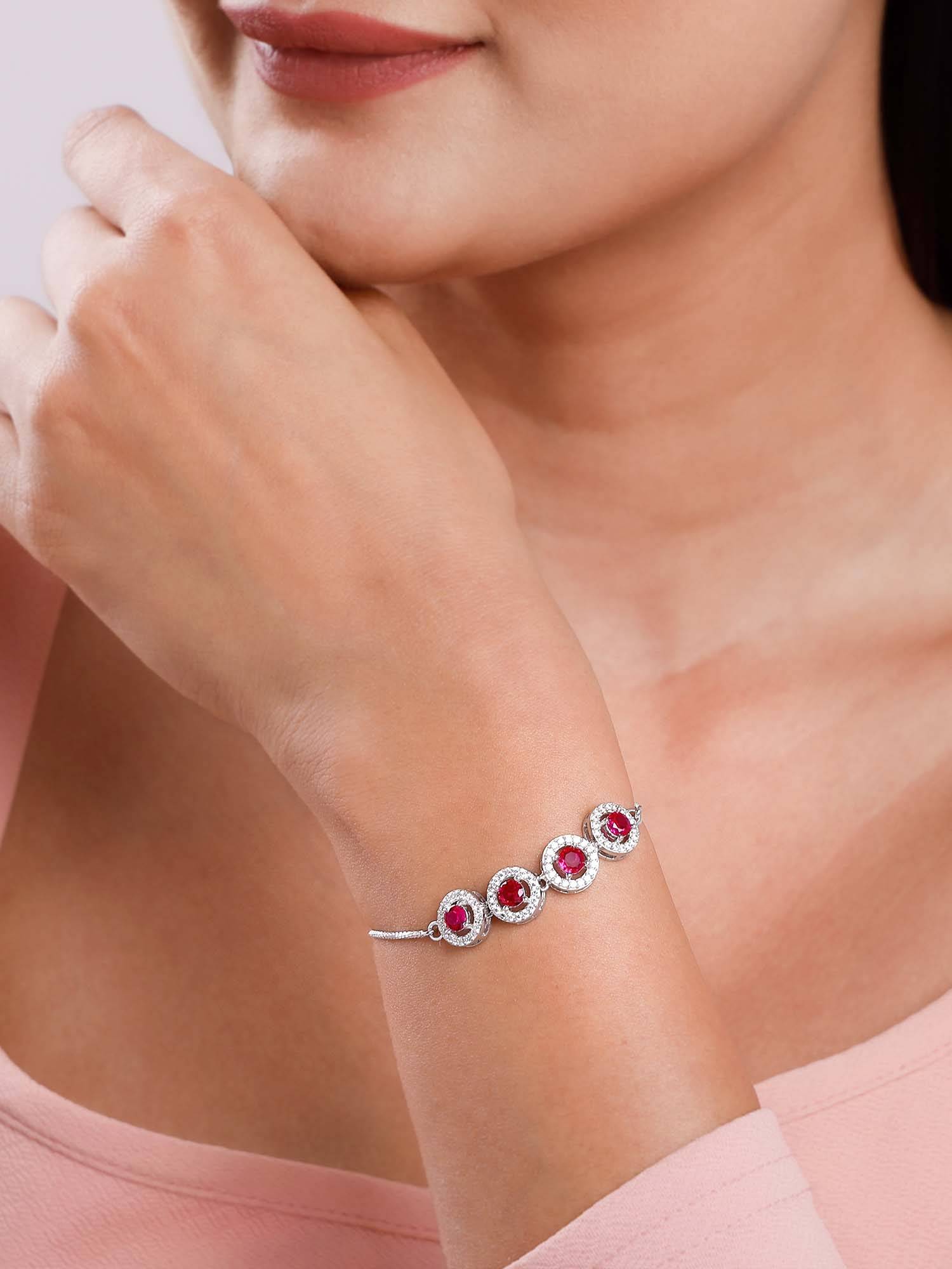 GIVA 925 Silver Rouge Orbit Bracelet