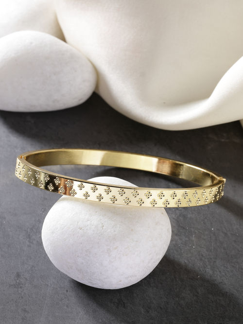 Buy NVR Men Gold Plated Stainless Steel Kada Bracelet Online