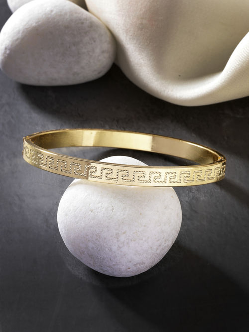 NVR Men Gold Plated Stainless Steel Kada Bracelet