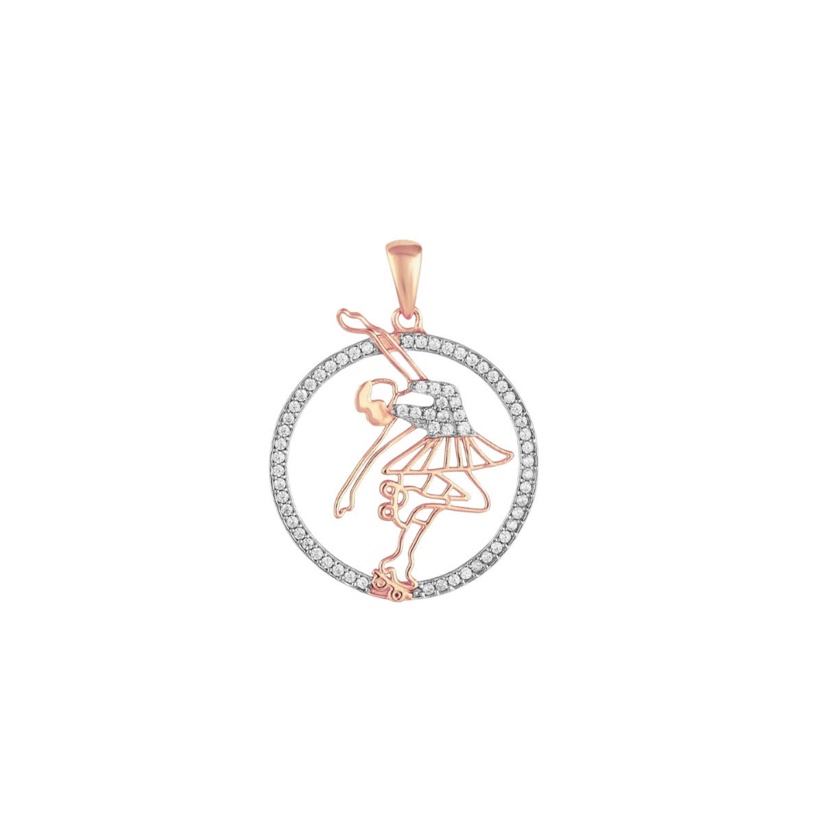 LuxeVogue 925 Sterling Silver 18K Rose Gold Plated Skater Pendant