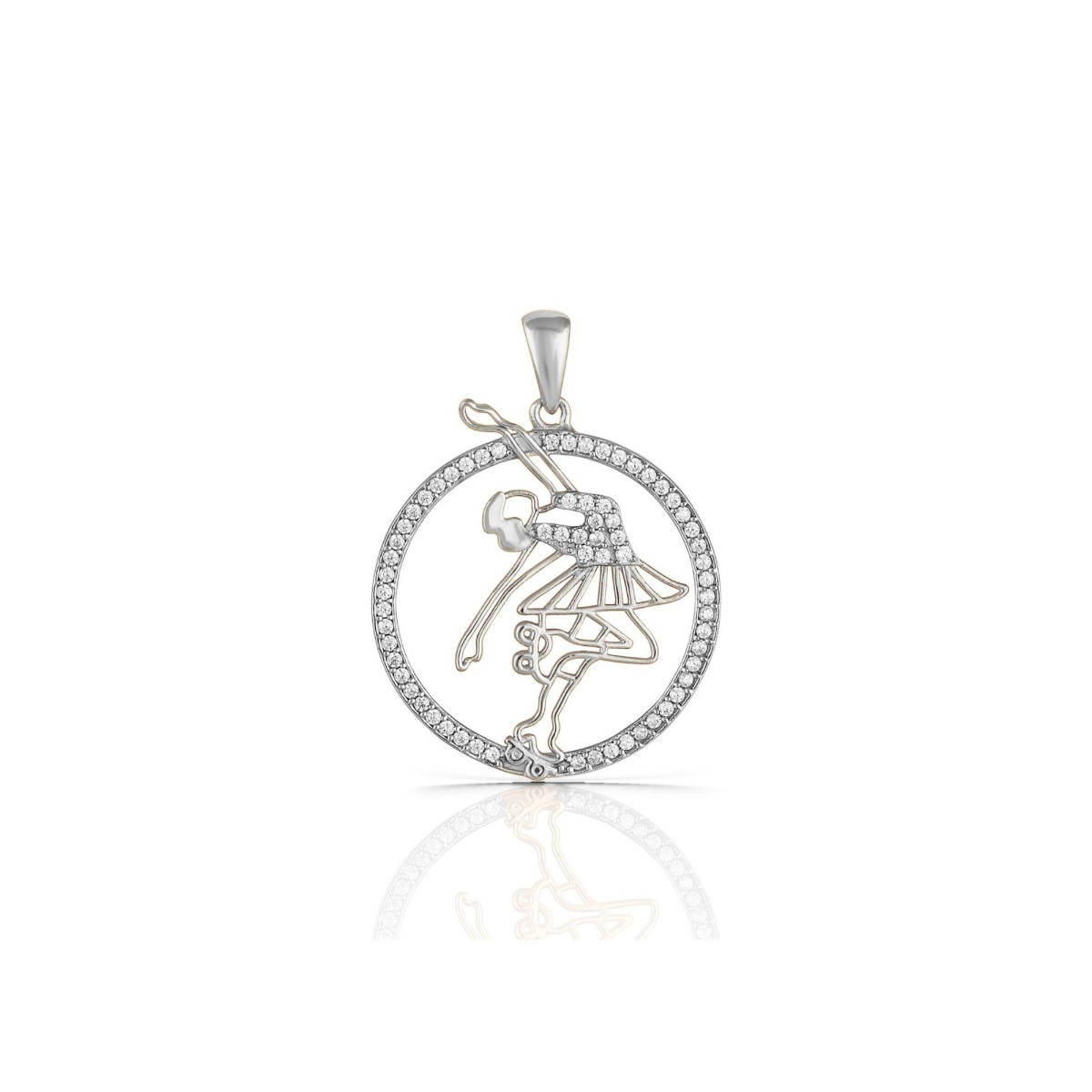 LuxeVogue 925 Sterling Silver Rhodium Plated Skater Pendant