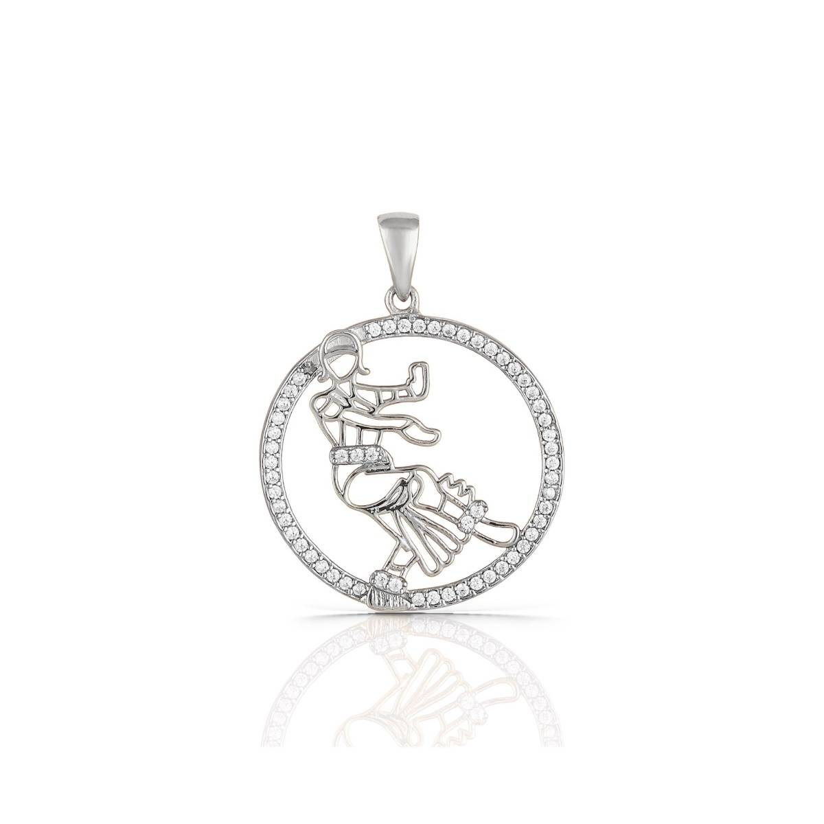 LuxeVogue 925 Sterling Silver Rhodium Plated Indian Classical Dancer Pendant