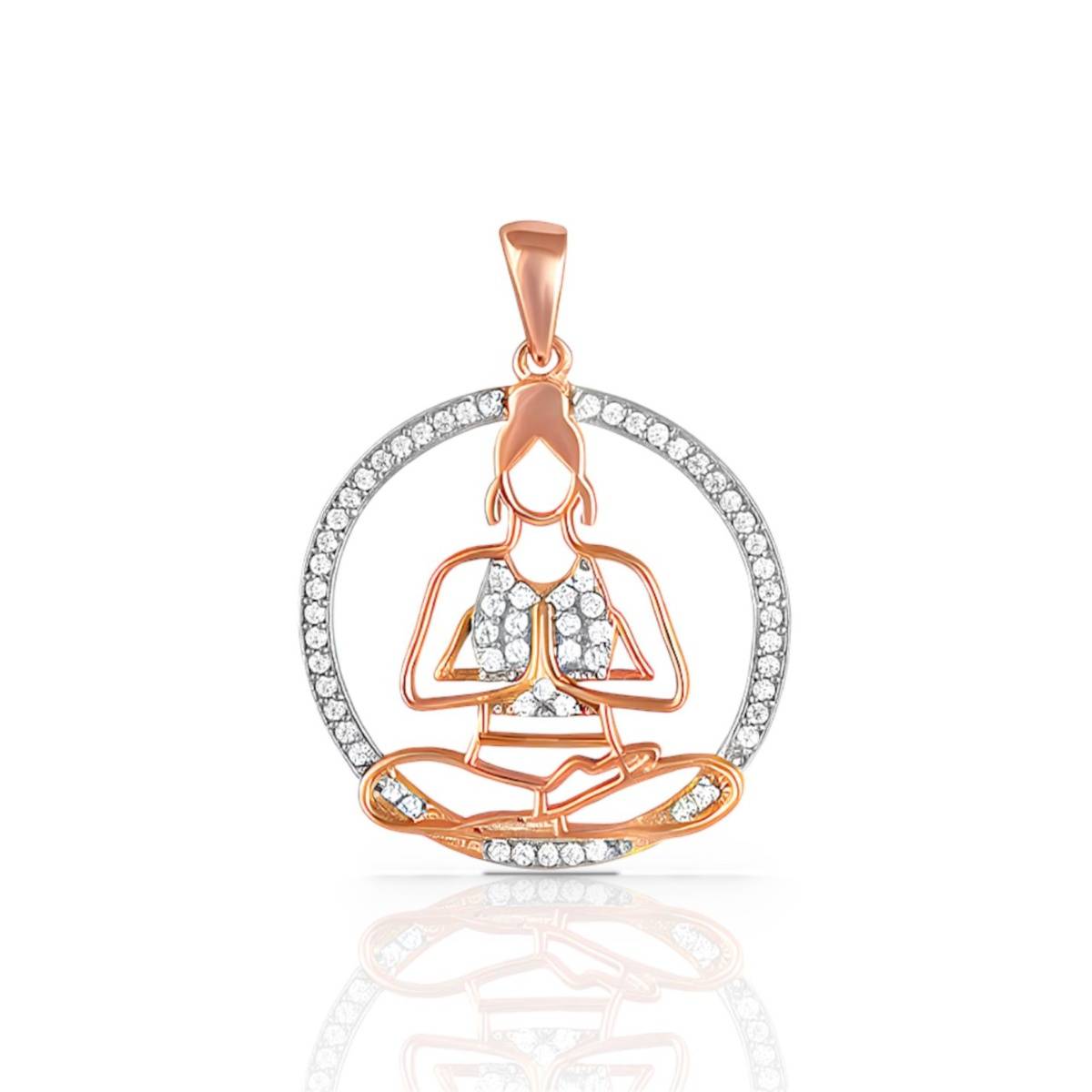 LuxeVogue 925 Sterling Silver 18K Rose Gold Plated Yoga Pose Pendant