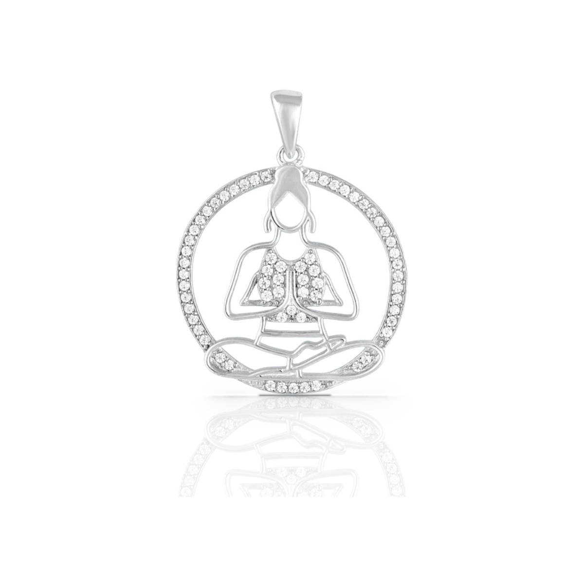 LuxeVogue 925 Sterling Silver Rhodium Plated Yoga Pose Pendant