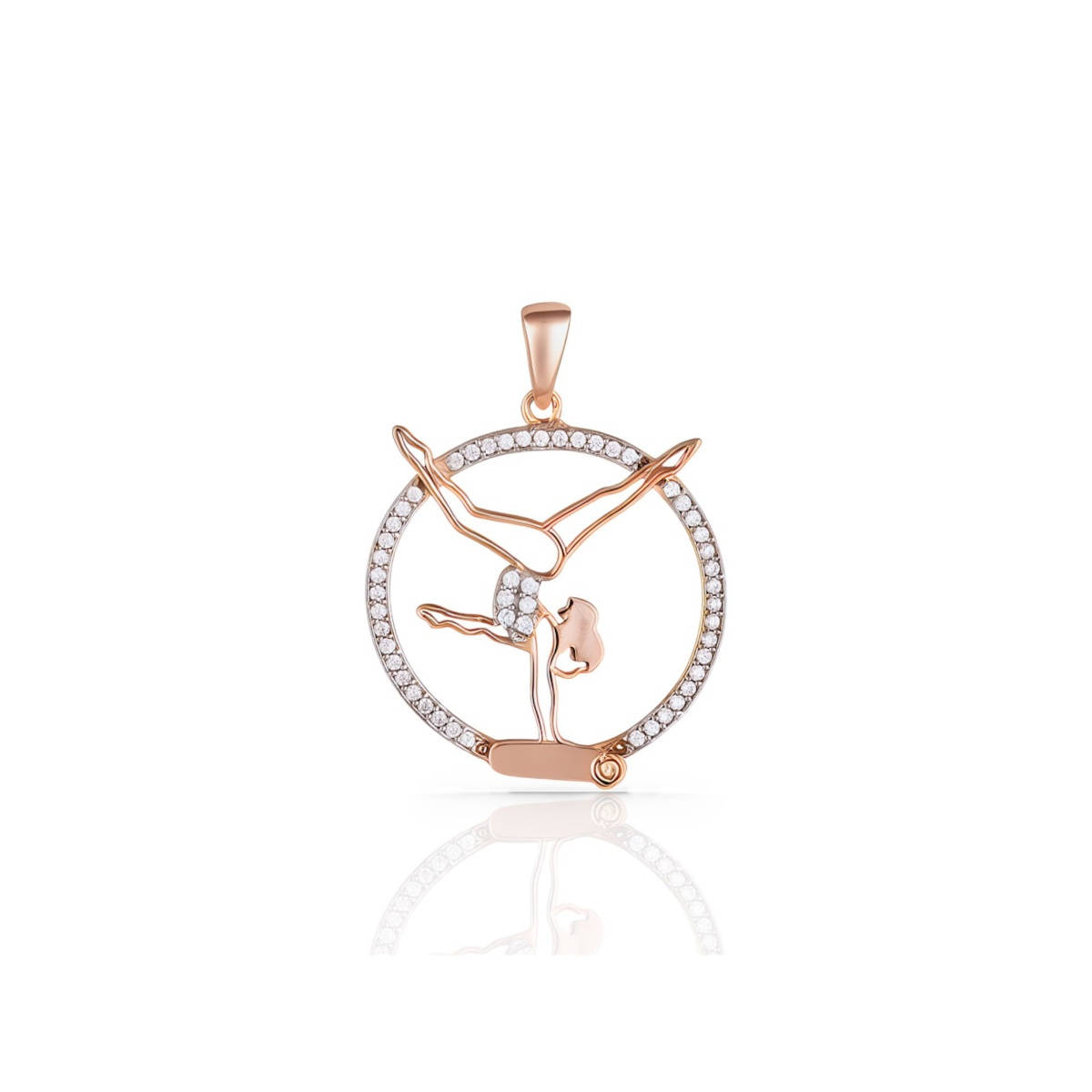 LuxeVogue 925 Sterling Silver 18K Rose Gold Plated Gymnastics Pendant
