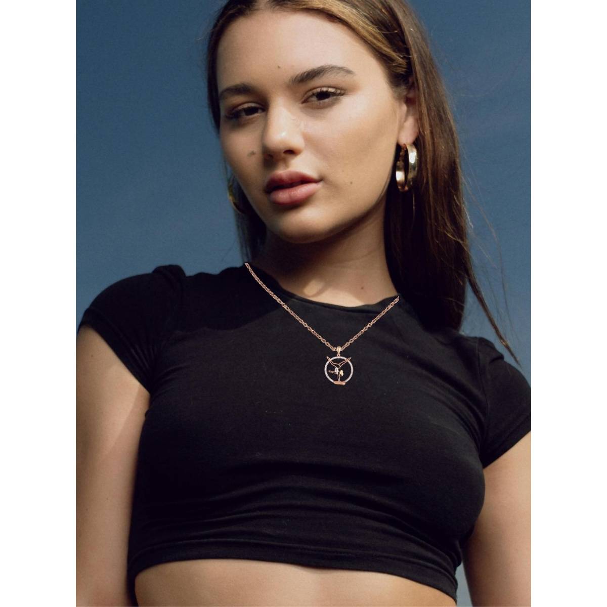 LuxeVogue 925 Silver 18K Rose Gold Plated Gymnastics Necklace