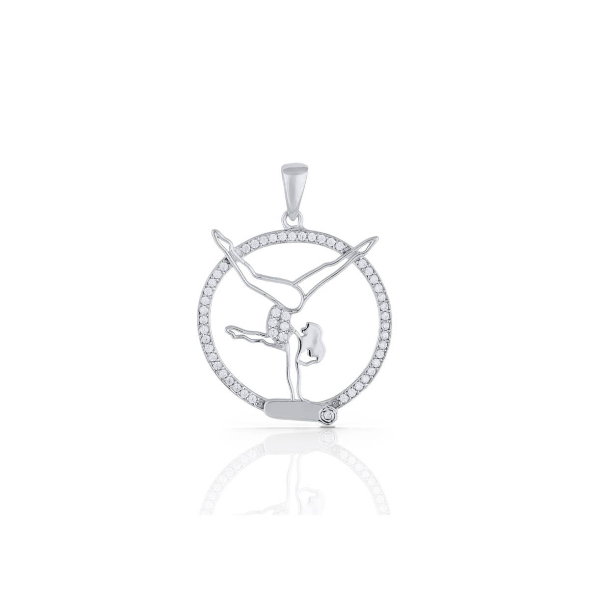 LuxeVogue 925 Sterling Silver Rhodium Plated Gymnastics Pendant