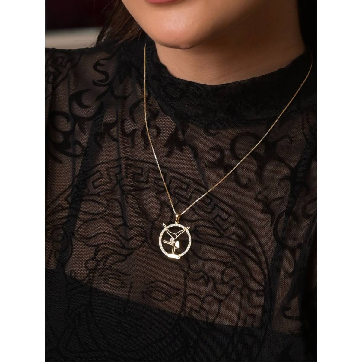 LuxeVogue 925 Sterling Silver 18K Gold Plated Gymnastics Necklace