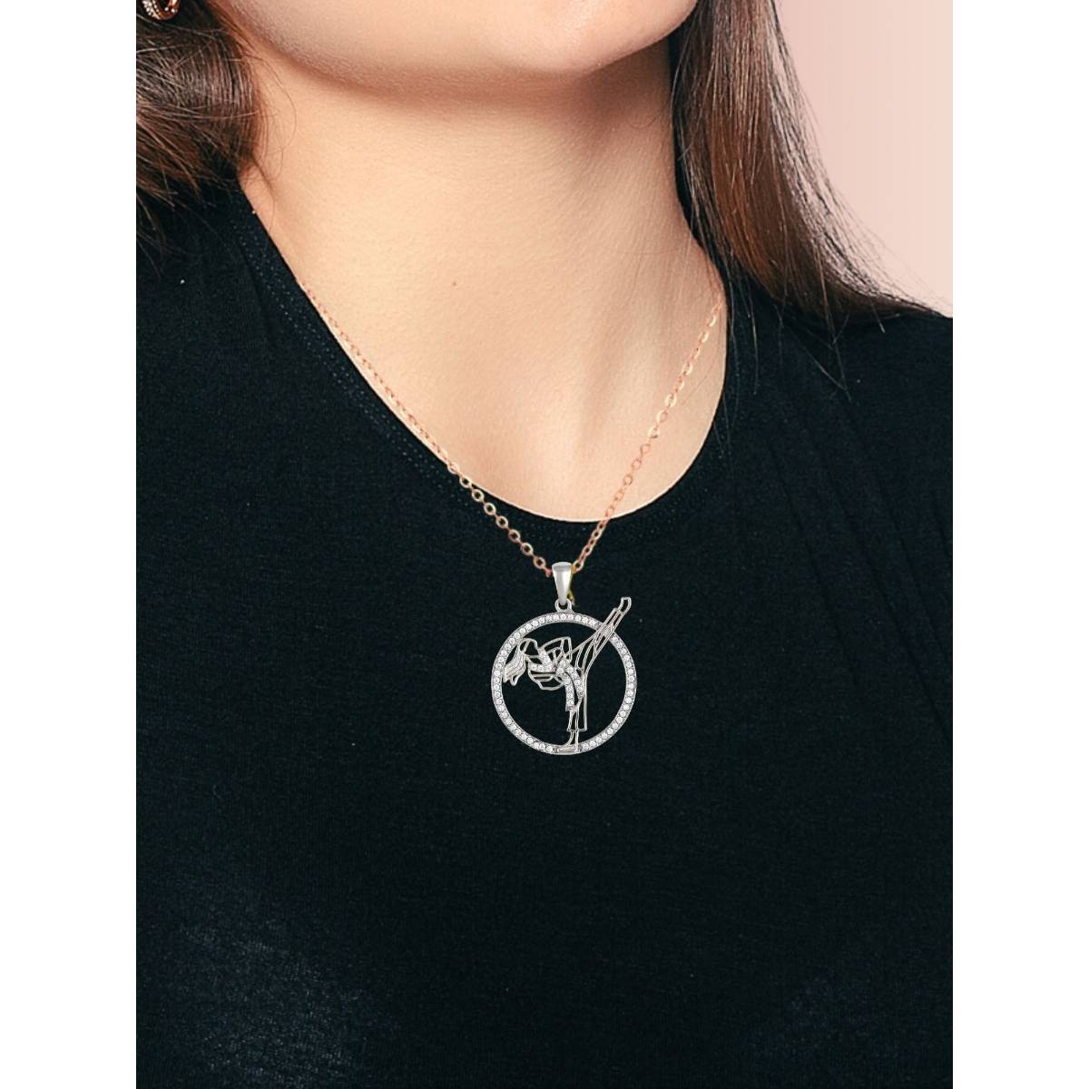 LuxeVogue 925 Sterling Silver Rhodium Plated Karate Kicker Necklace
