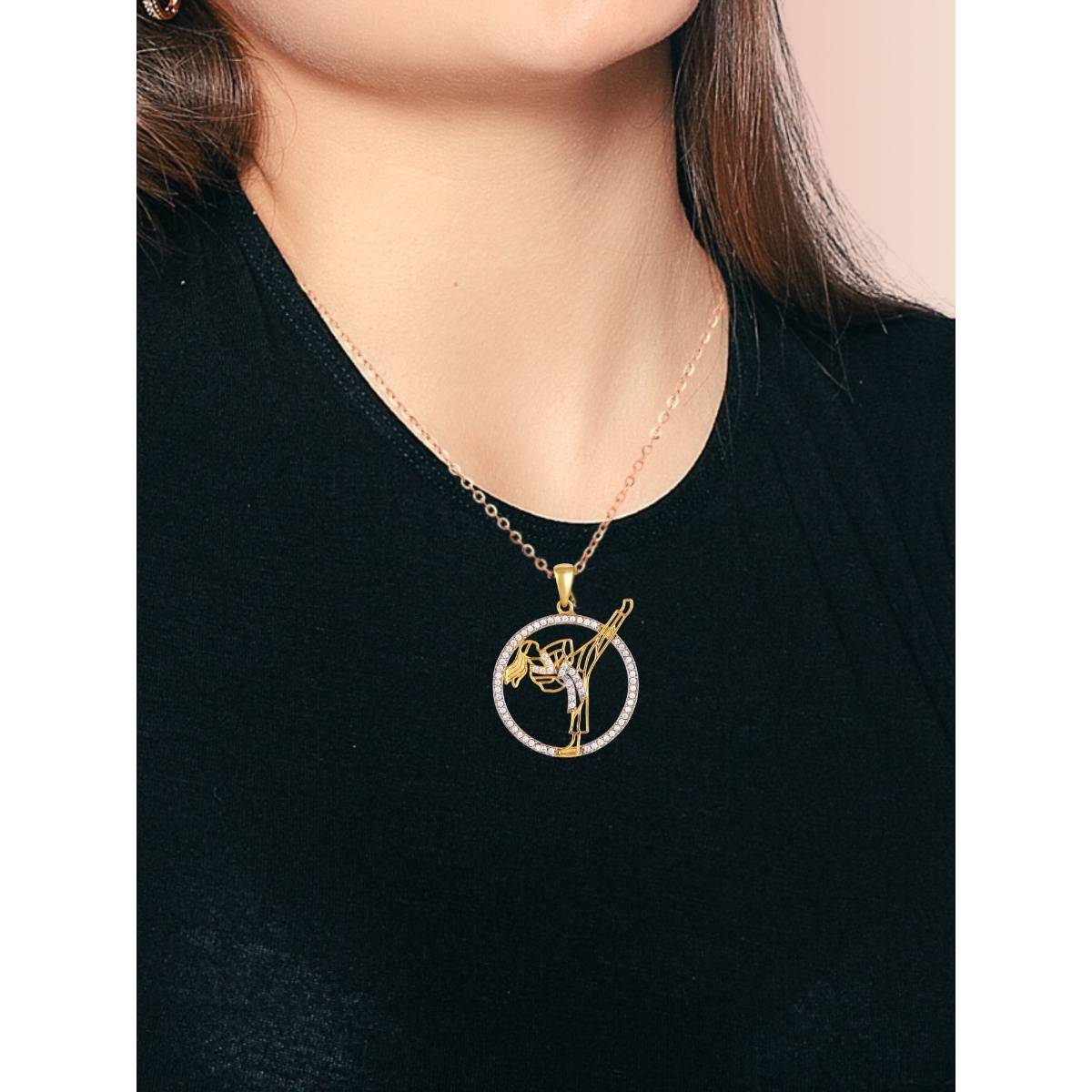 LuxeVogue 925 Sterling Silver 18K Gold Plated Karate Kicker Necklace