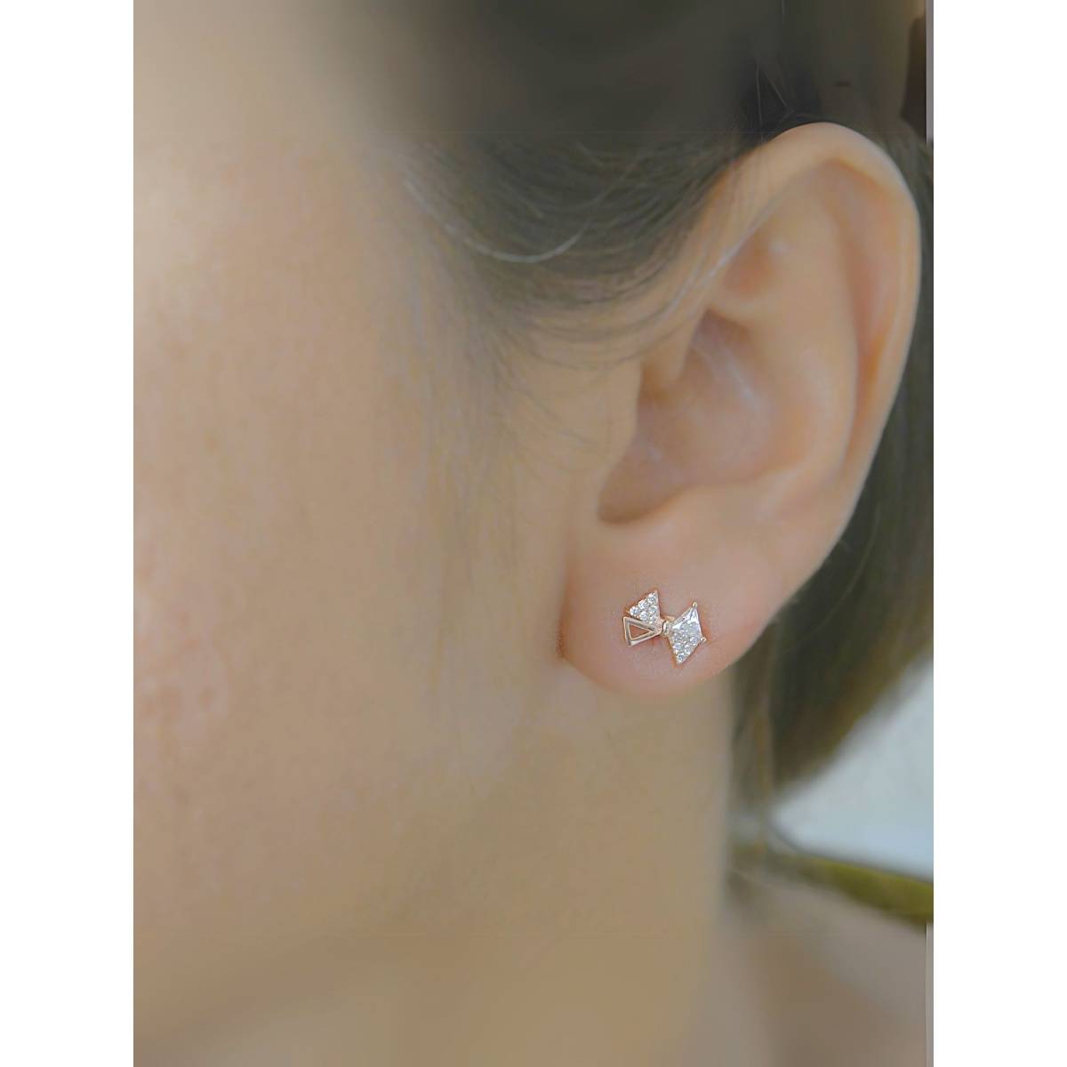LuxeVogue 925 Sterling Silver 18K Rose Gold Plated Bow Knot Earrings for Women