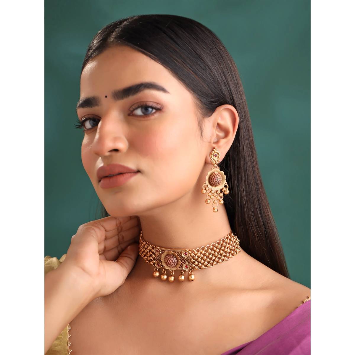 Yellow Chimes Gold-Plated Beads Jewellery Set