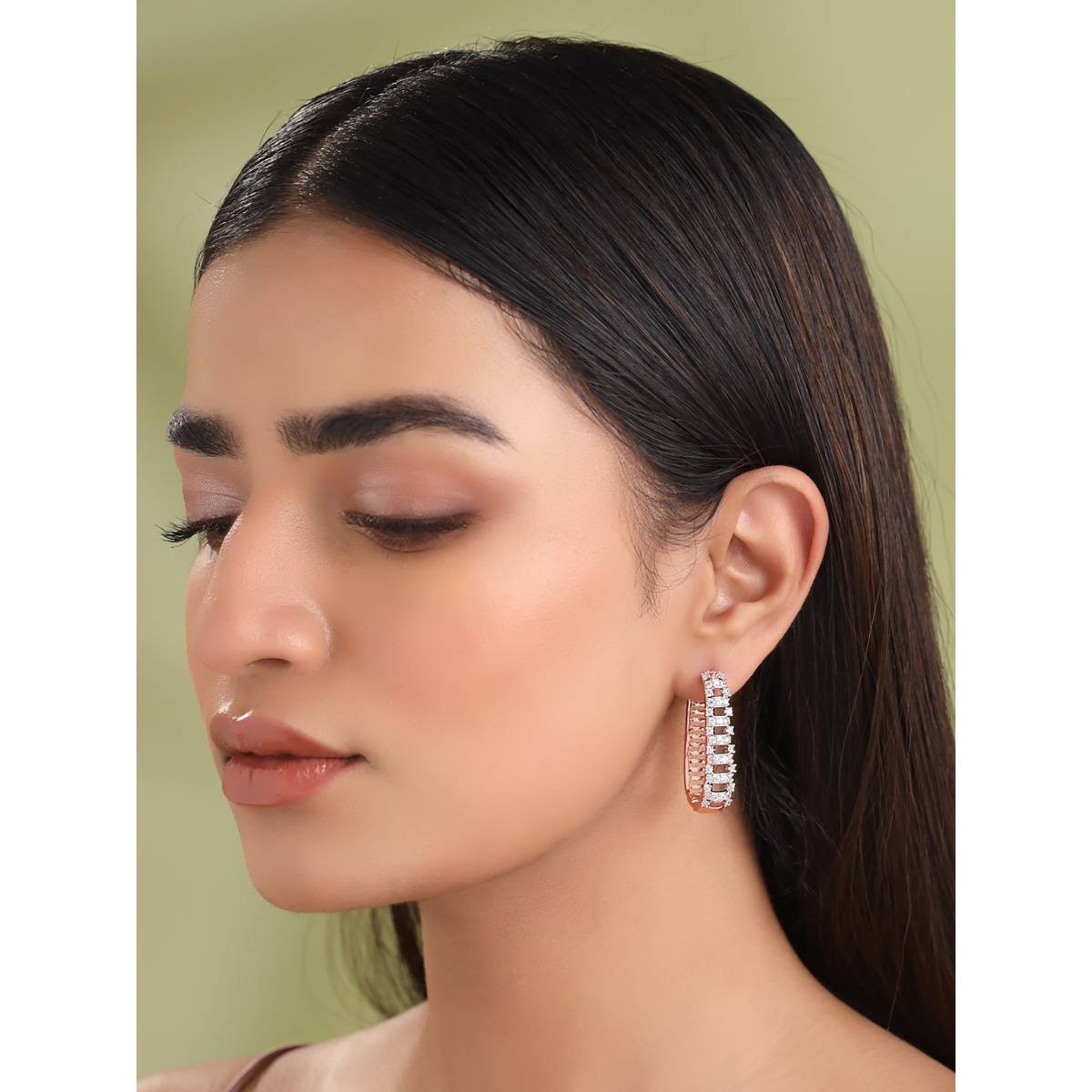 Yellow Chimes Traditional Rose Gold Plated Ad Hoop Earrings