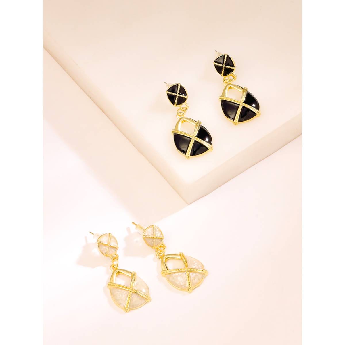 Yellow Chimes Gold Plated Multicolor Drop Earrings (Pack of 2)