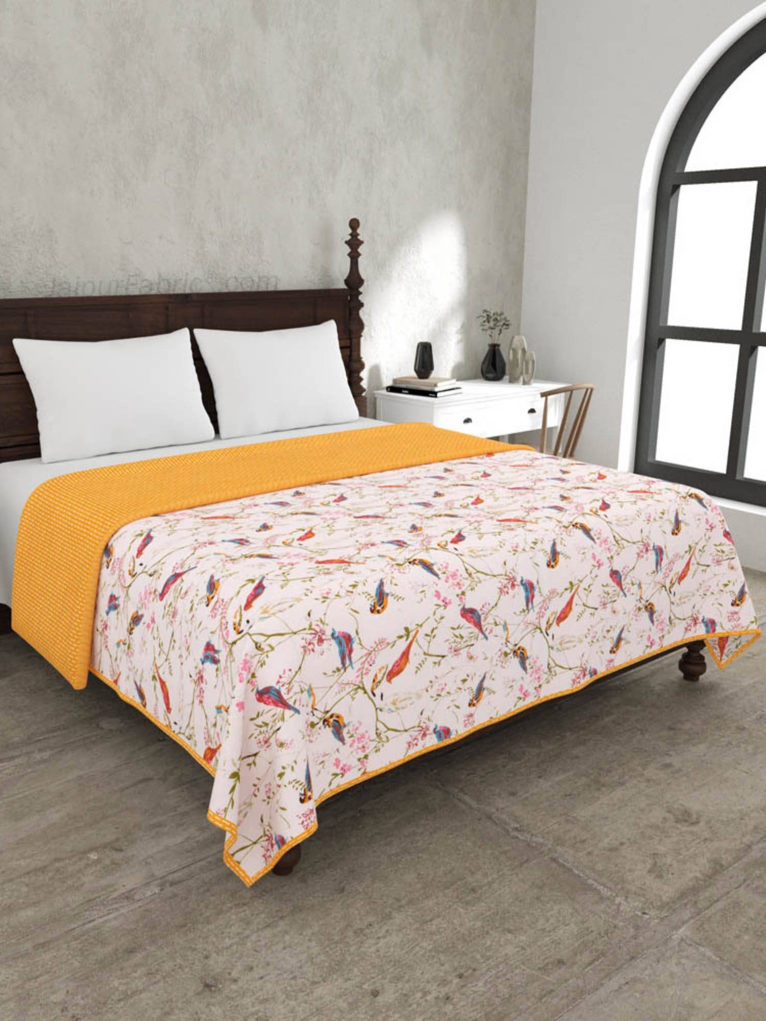 JAIPUR FABRIC Parakeets Double Bed Dohar Blanket (Queen)
