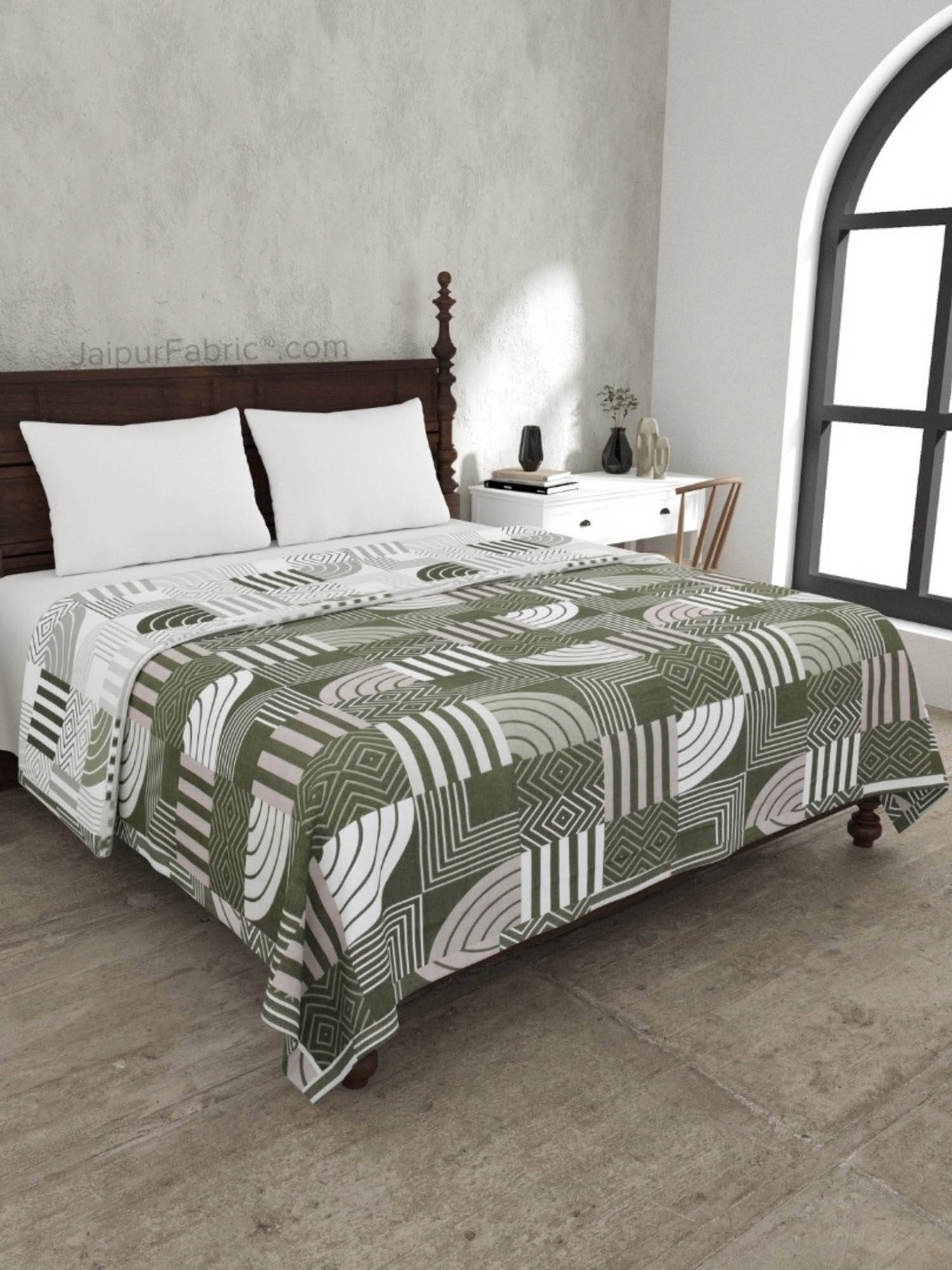 JAIPUR FABRIC Geometric Maze Cotton Reversible Double Bed Dohar (Queen)