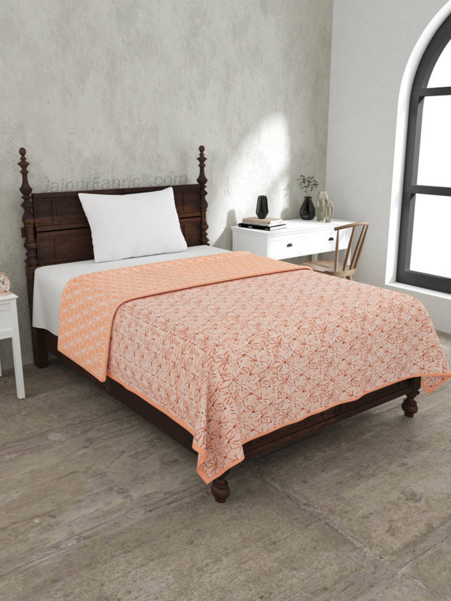 JAIPUR FABRIC Geometricity Peach Single Bed Dohar Blanket