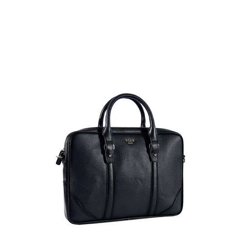 Buy Eske Black Jacquen Genuine Leather 15 Inch Laptop Bag Online