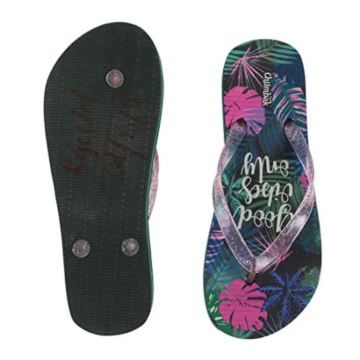 Chumbak Tropical Good Vibes Only Navy Printed Flip Flops Buy Chumbak