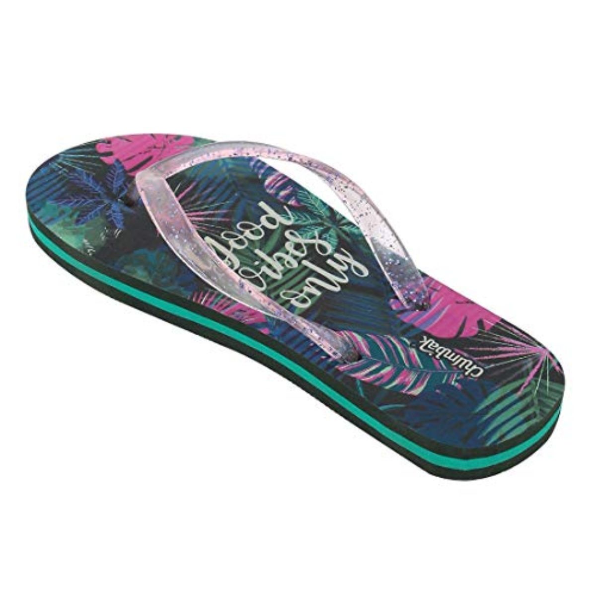 Chumbak Tropical Good Vibes Only Navy Printed Flip Flops Buy Chumbak