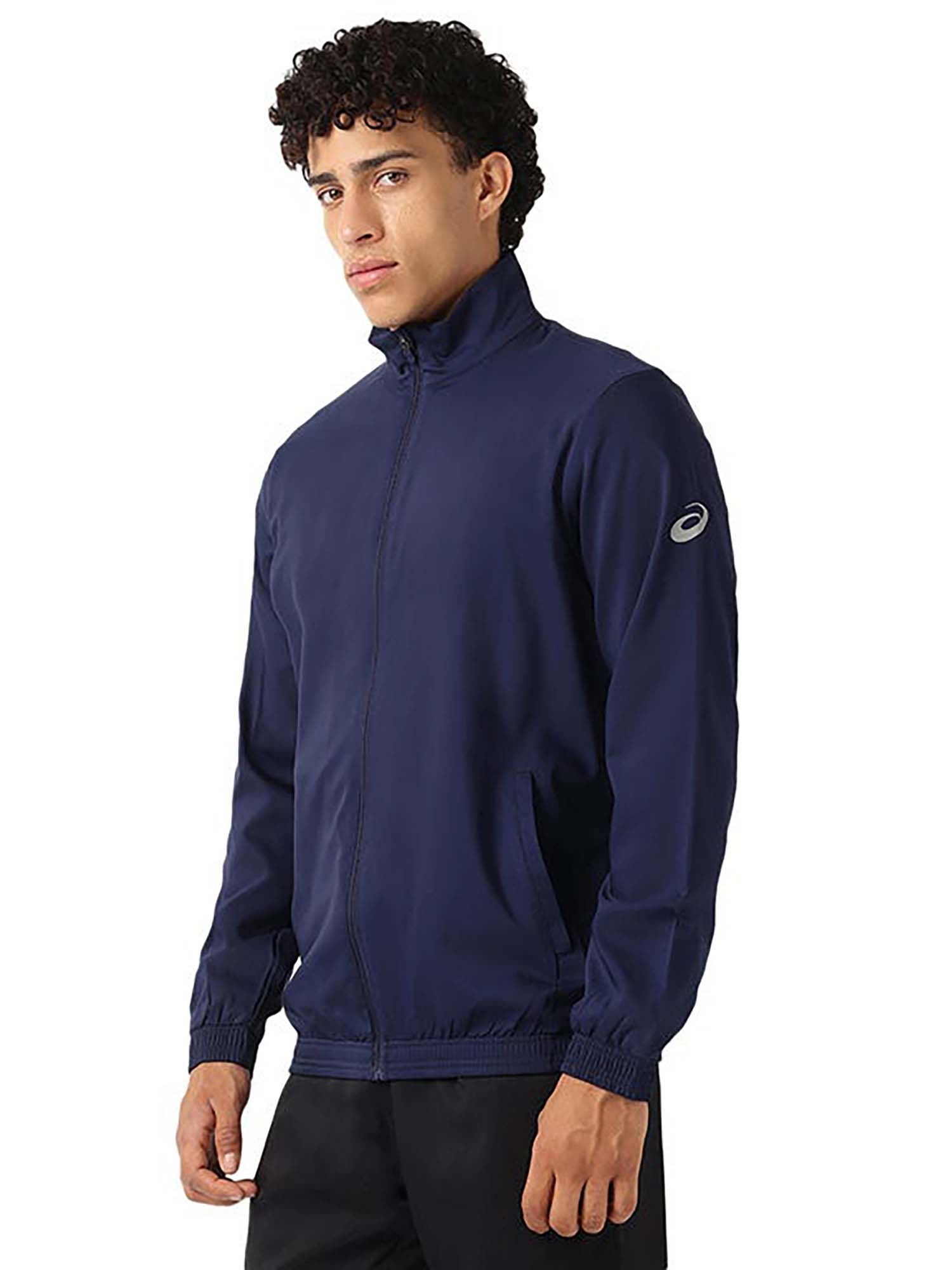 Buy Asics Men Navy Blue Solid Track Jacket Online