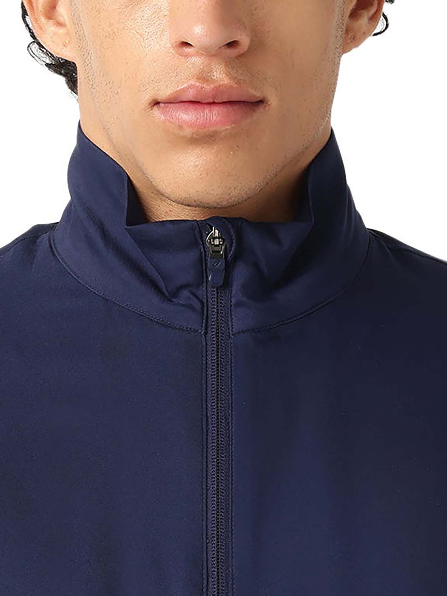 Buy Asics Men Navy Blue Solid Track Jacket Online