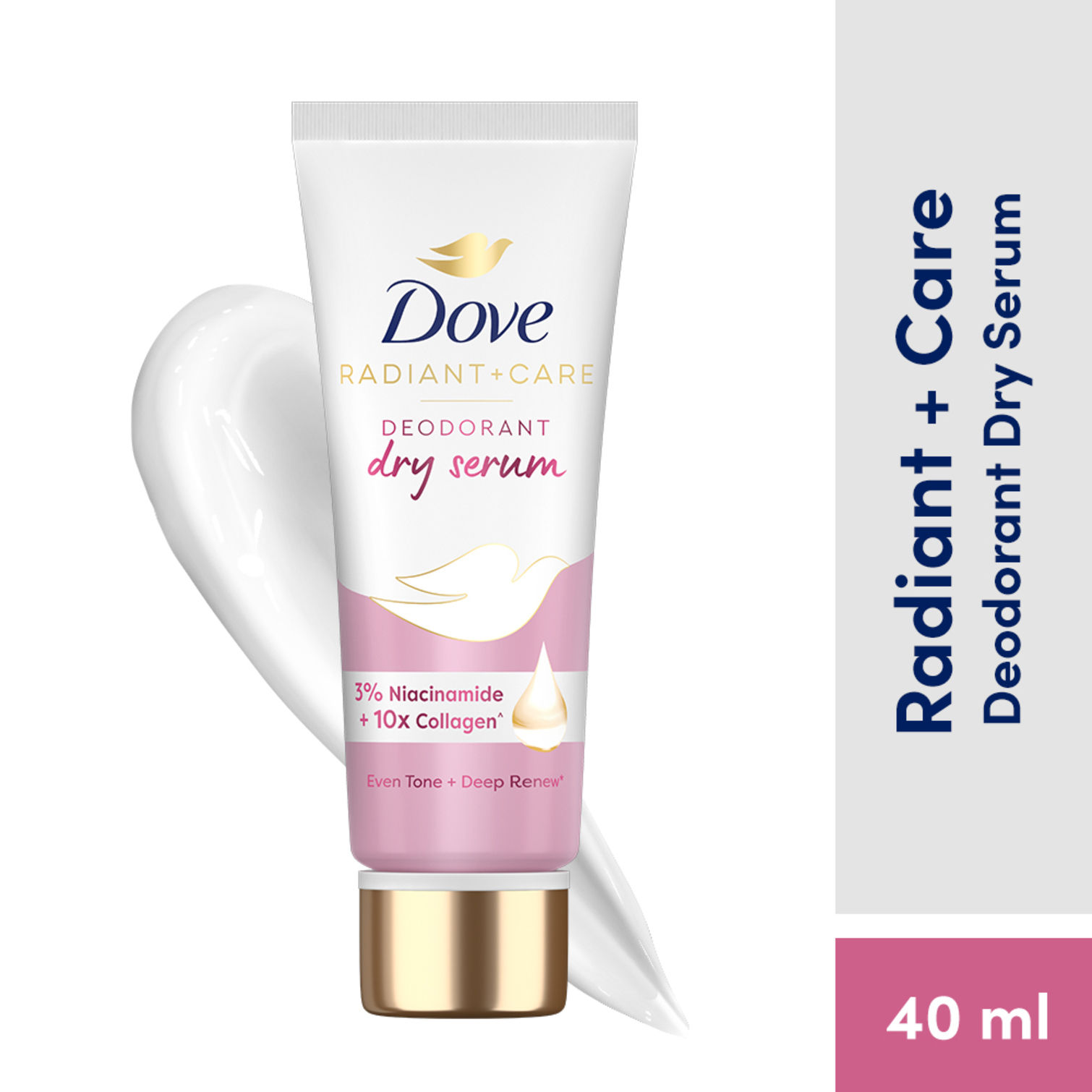 Dove Radiant + Care Deodorant Dry Serum with 3% Niacinamide and 10x Collagen