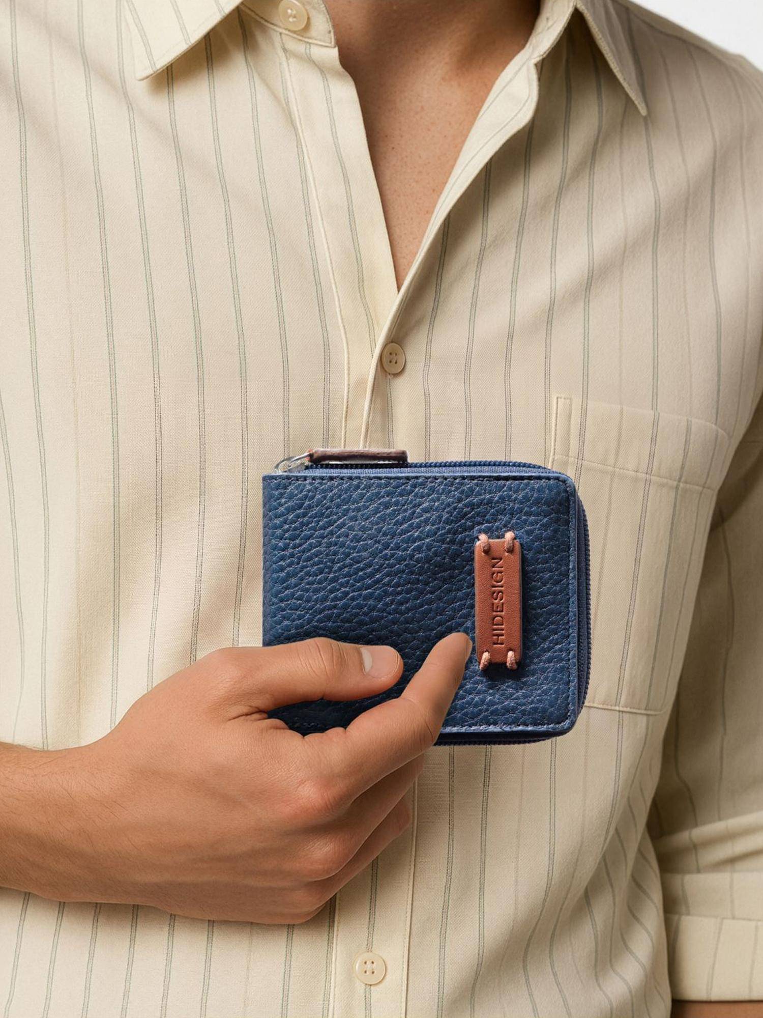 Hidesign Hydor W1 Genuine Leather Men's Bi Fold Wallet - Blue