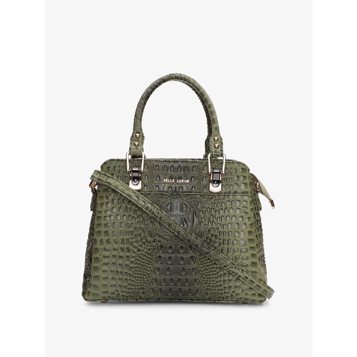 Pelle Luxur Bianca Green Satchel Bag For Women