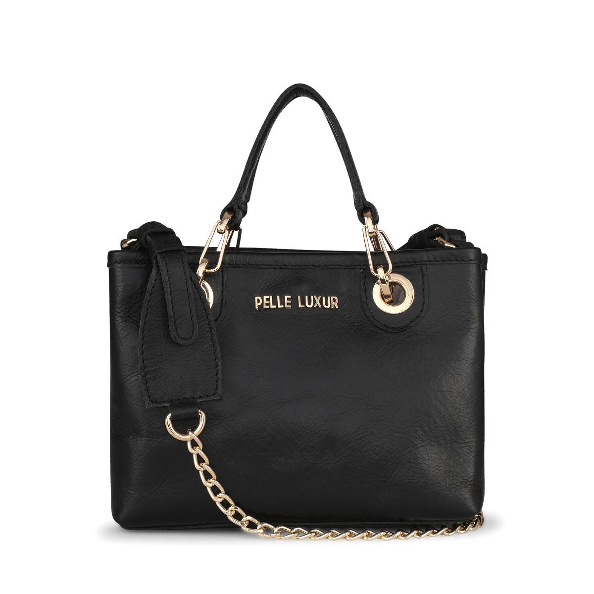 Pelle Luxur Gaitly Black Satchel Bag For Women