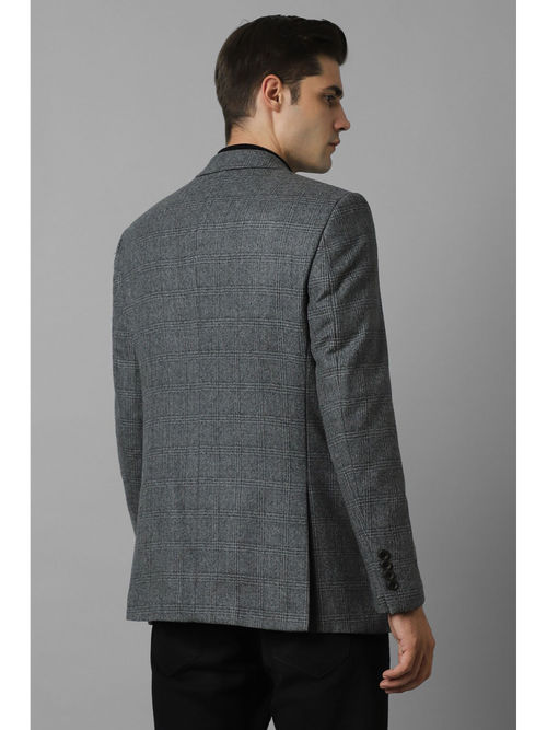 Buy Louis Philippe Men Grey Regular Fit Check Casual Blazer Online