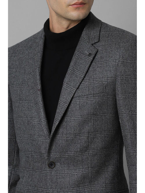 Buy Louis Philippe Men Grey Regular Fit Check Casual Blazer Online
