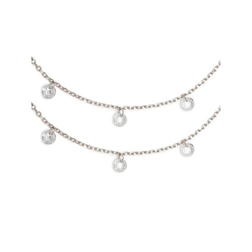 Buy SILBERRY 925 Sterling Silver Royal Crystal Pair of Anklets for