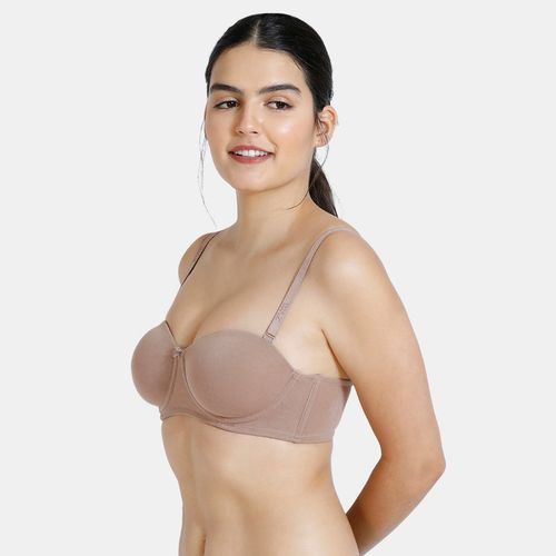 Buy Zivame Padded Wired 3-4th Coverage Strapless Bra - Buff Brown