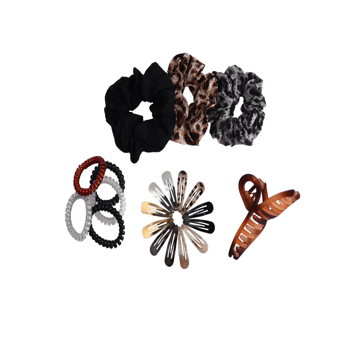 Buy Jewelz Scrunchies with Rubber Bands and Clutch Hair Accessory Combo