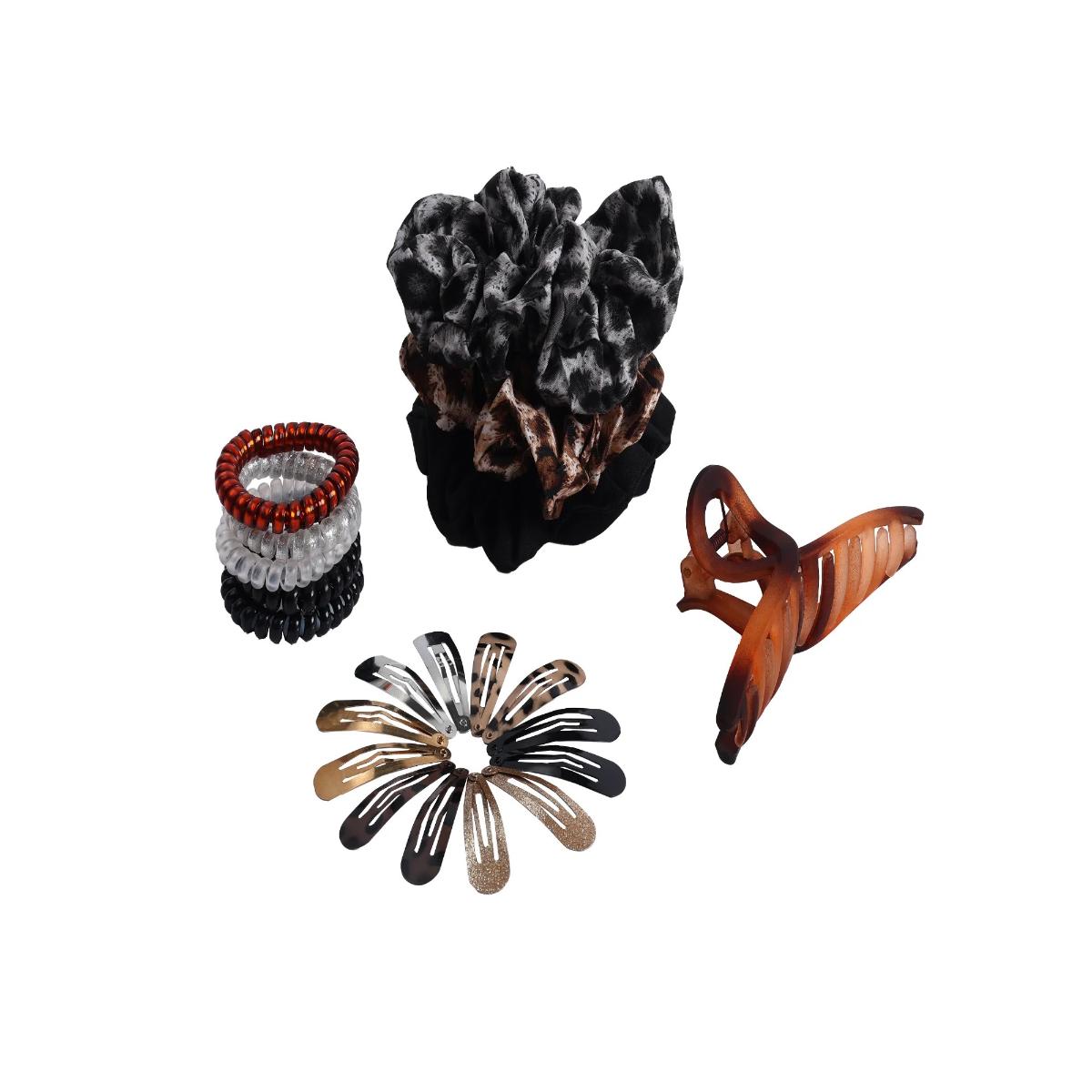 Buy Jewelz Scrunchies with Rubber Bands and Clutch Hair Accessory Combo