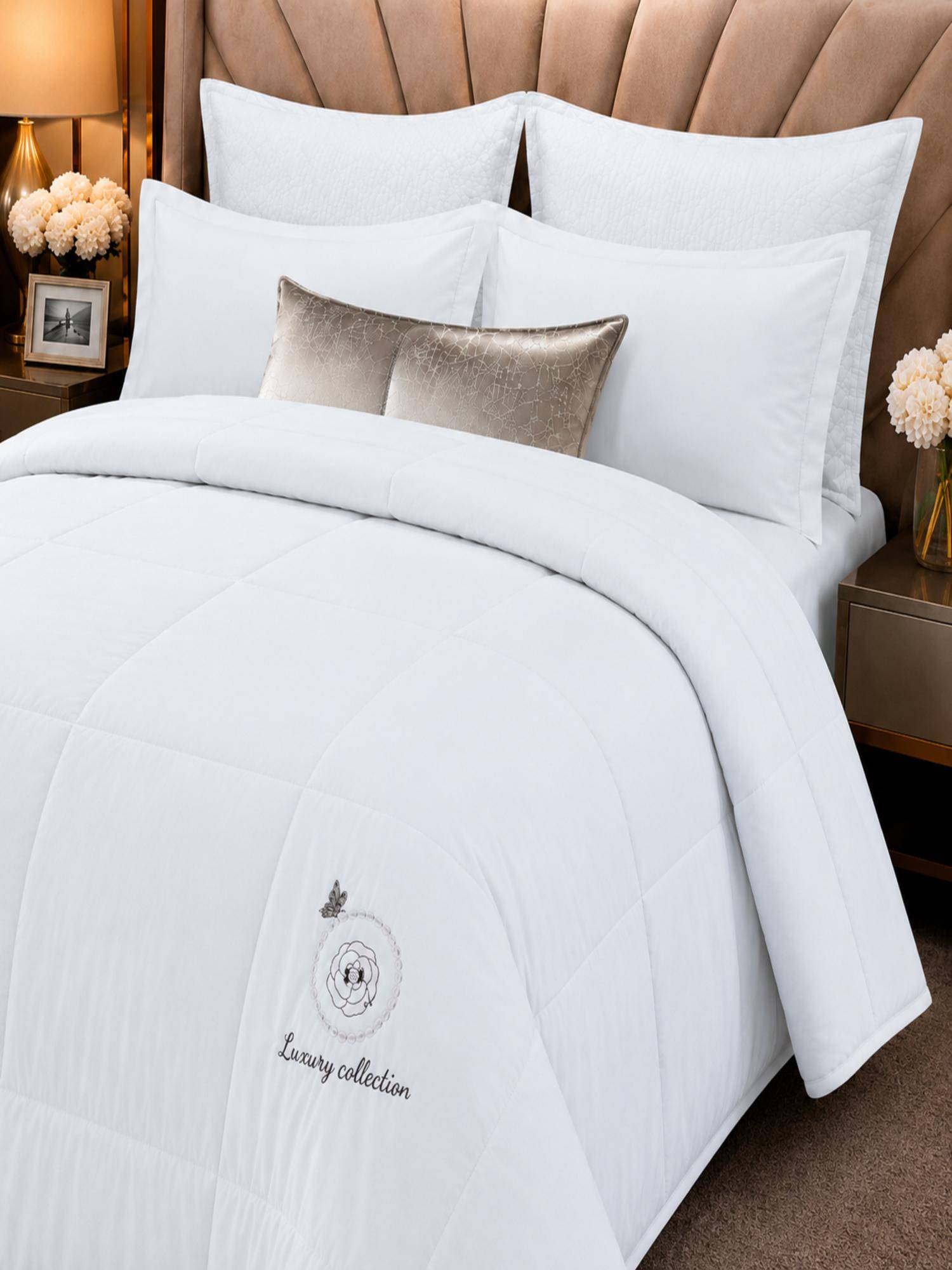 Threadwear Grey Shade Solid Plan Super Soft Cotton Double Bed Quilted Comforter