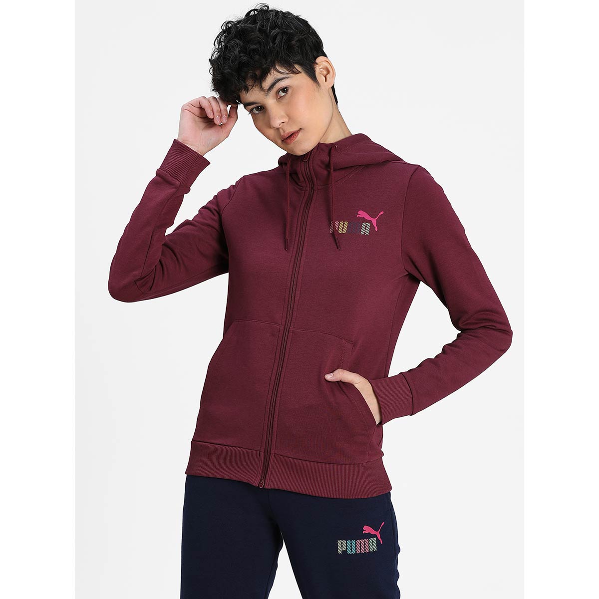 Puma Womens Hooded Red Sweat Jacket (S 