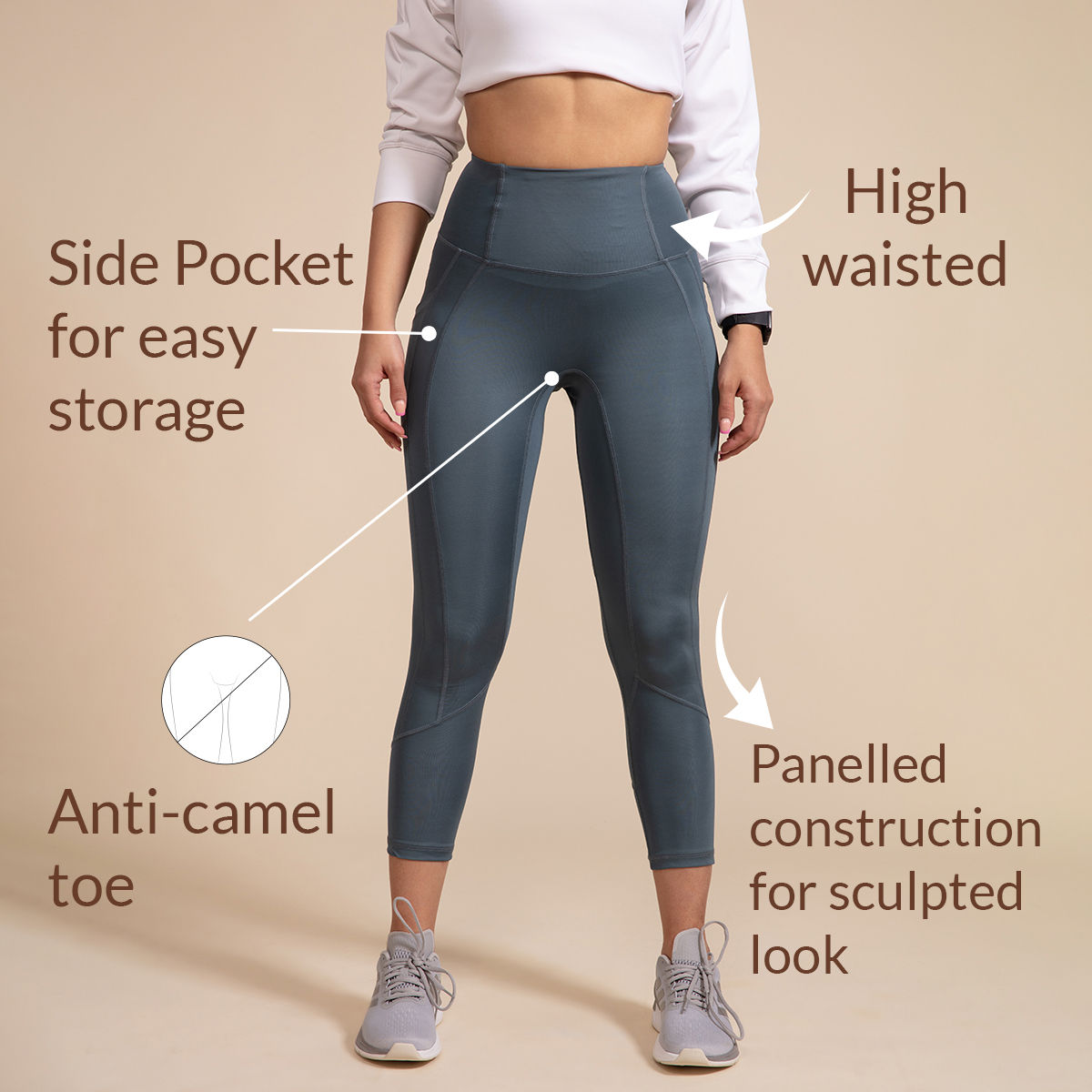 Nykd All Day High Rise Classic Pannelled Leggings - NYK100 Pewter: Buy ...