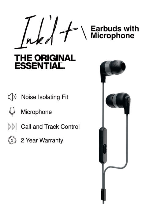 Skullcandy S2IMY-M448 Inkd Plus In-Earphone with Mic (Black Gray)