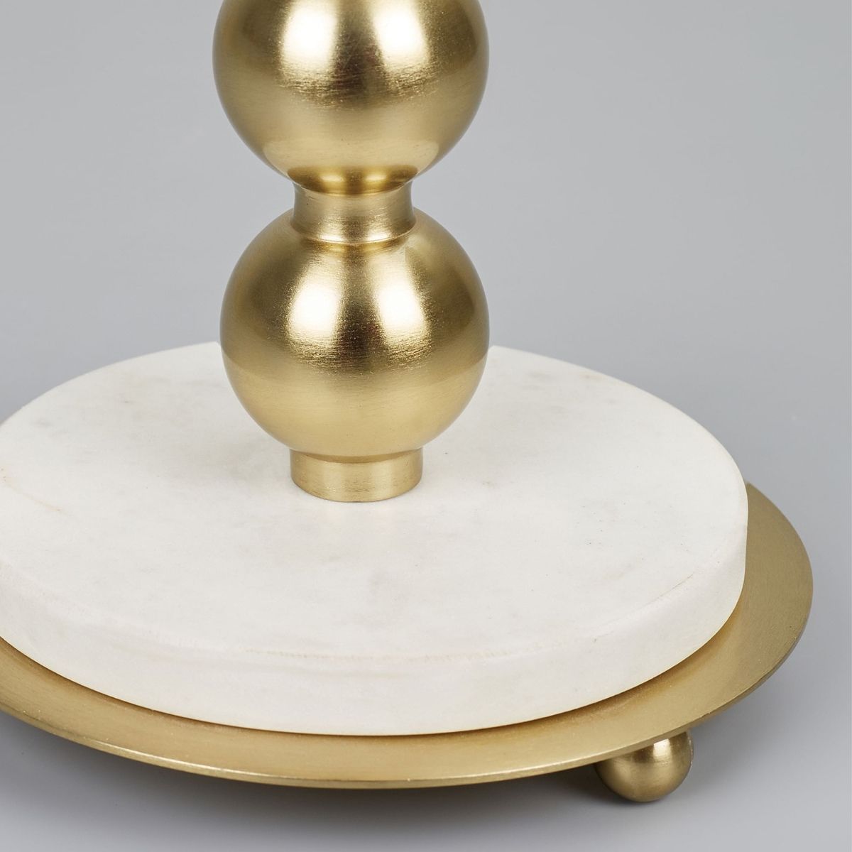 HomeTown Athena Aluminium, Marble and Glass Ball Candle Holder Gld 18x52 cm in Gold Buy