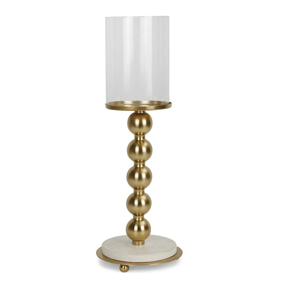 HomeTown Athena Aluminium, Marble and Glass Ball Candle Holder Gld 18x52 cm in Gold Buy