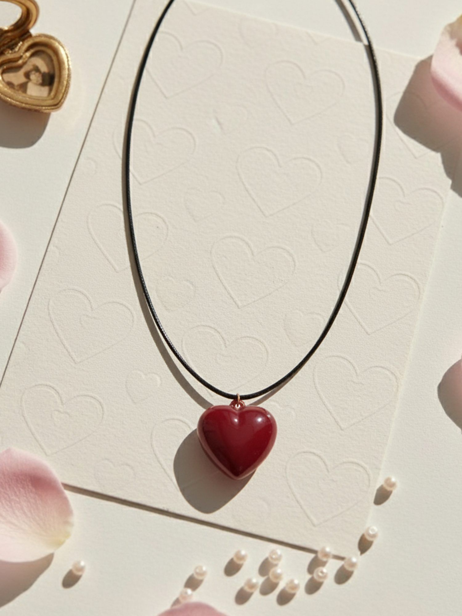 Buy Accessorize London Red Resin Heart Long Cord Necklace Online