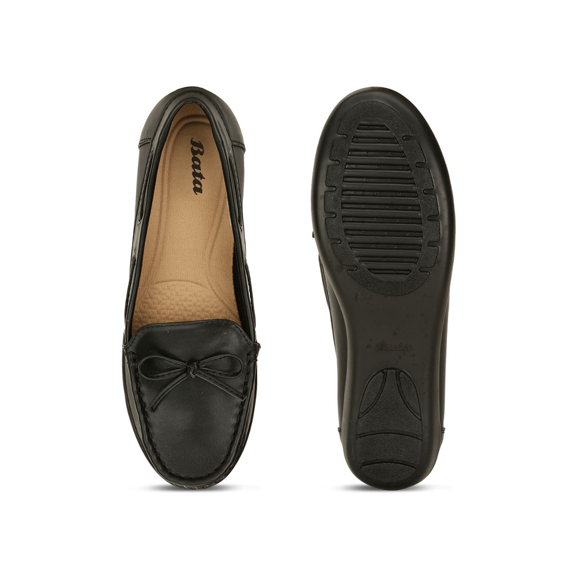 Buy Bata Solid Black Loafers Online