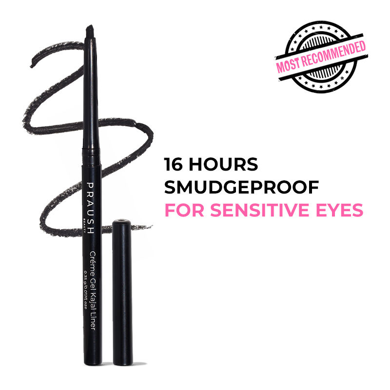 Praush Beauty Waterproof and Smudge Proof Crème Gel Kajal Eyeliner Eye Pencil- Black