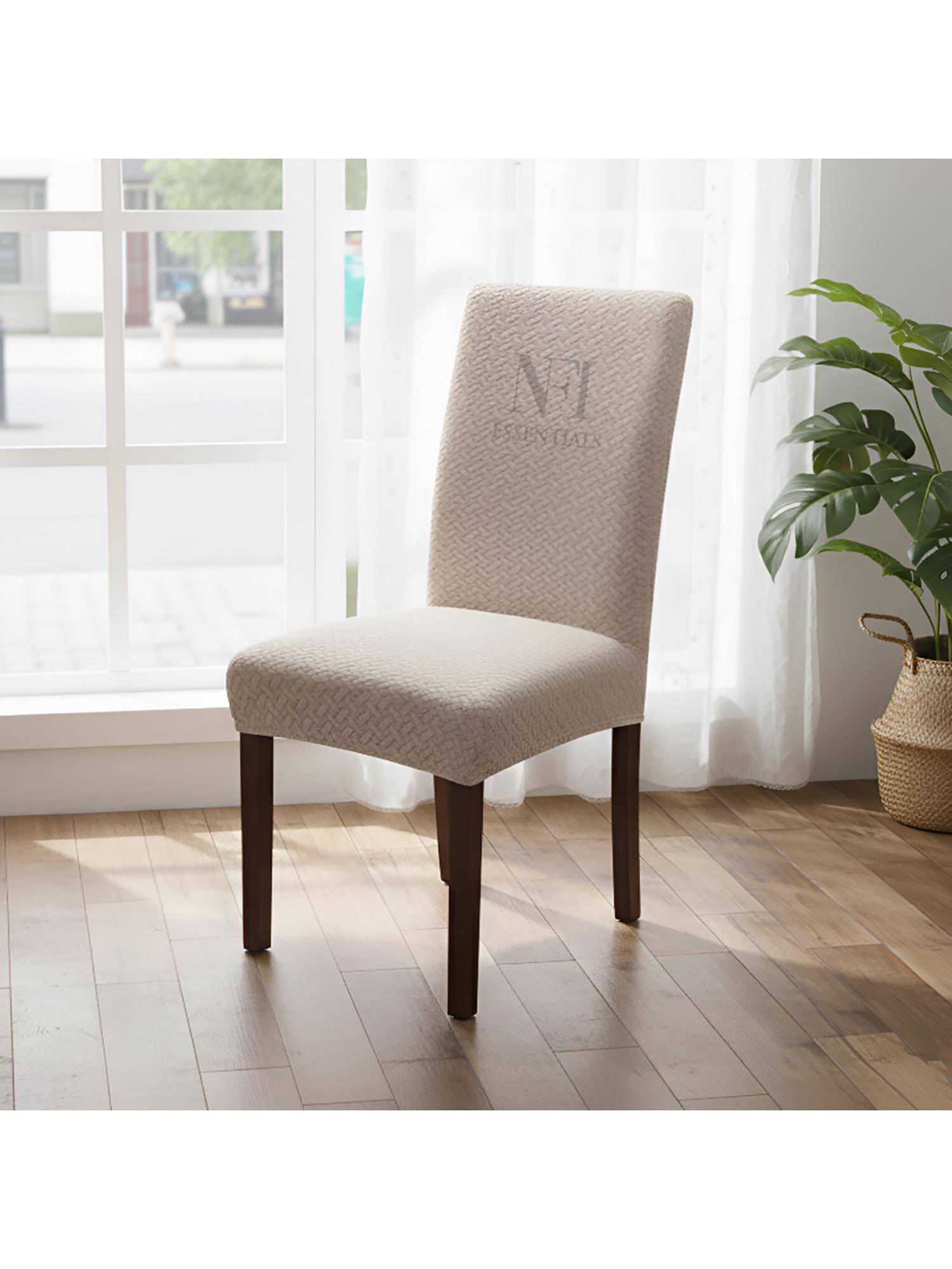 NFI Essentials Khaki Solid Modern Minimalistic Chair Cover
