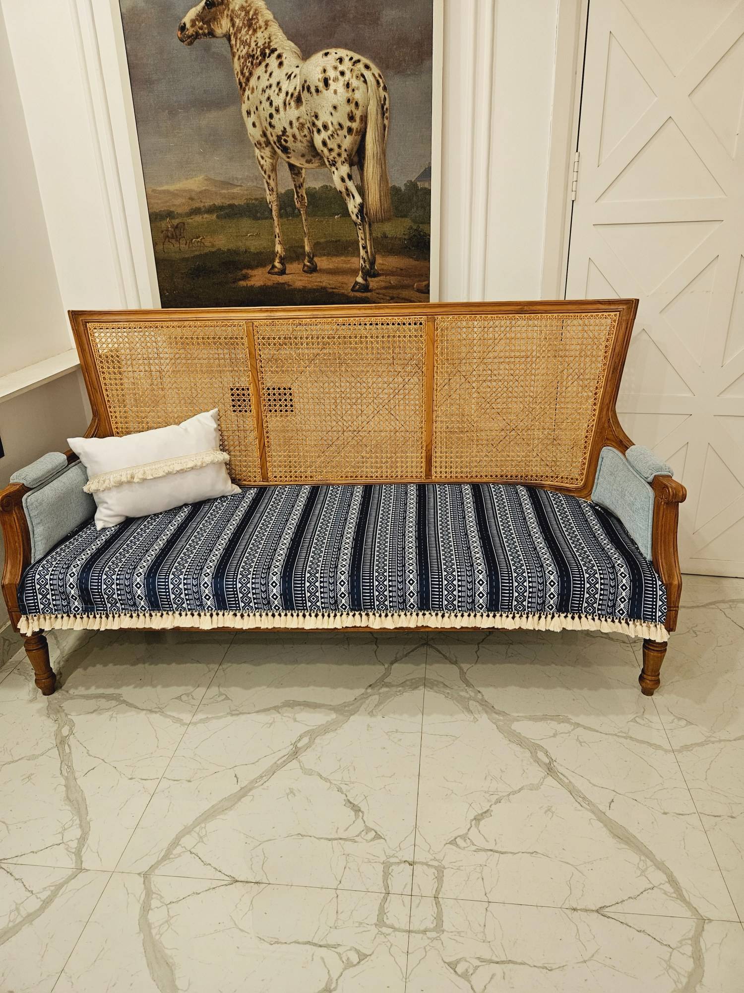 THROW PILLOW Navy Blue Geometric Contemporary Sofa Cover (4 Seater)