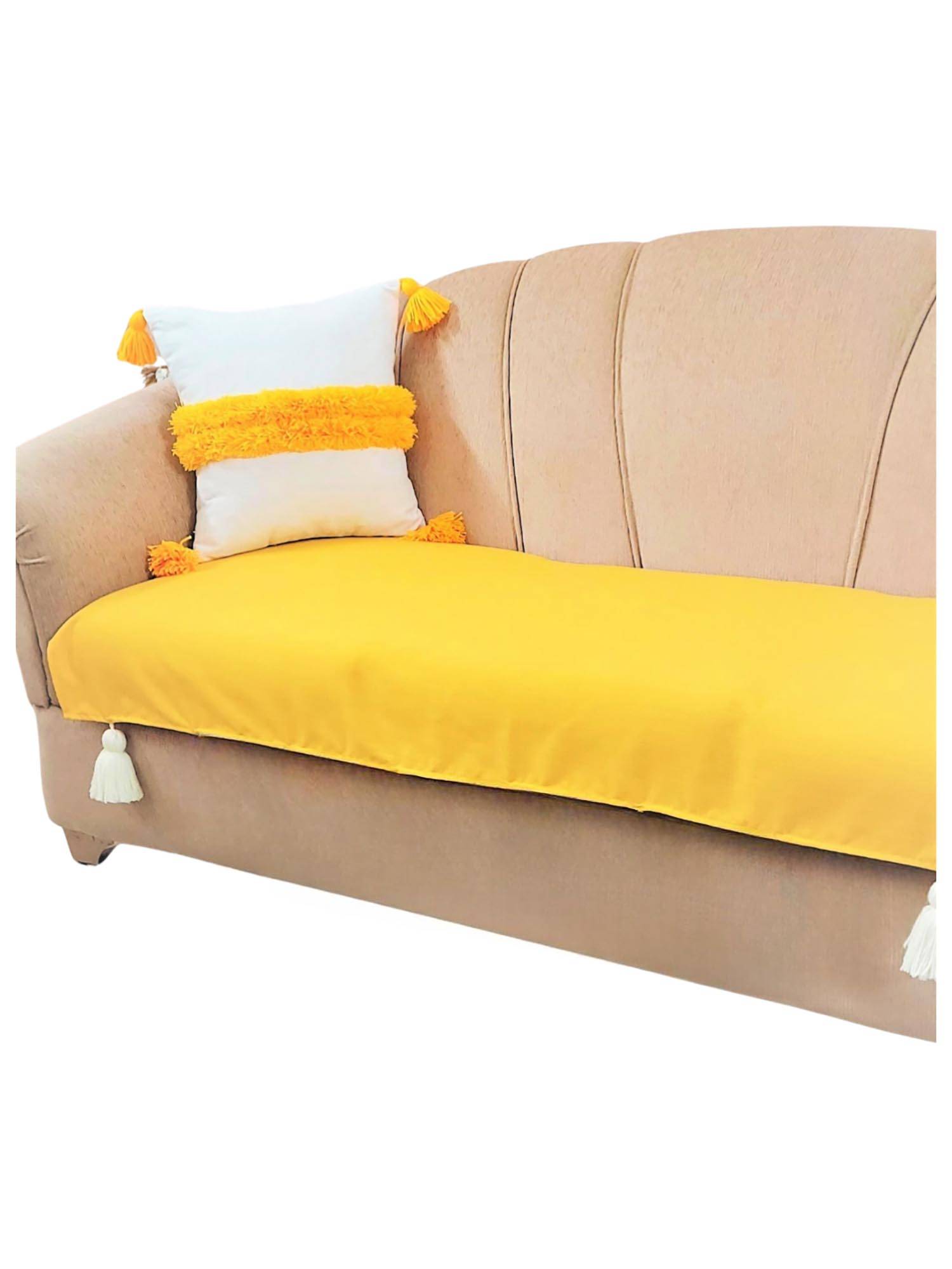 THROW PILLOW Yellow Solid Contemporary Sofa Cover (3 Seater)