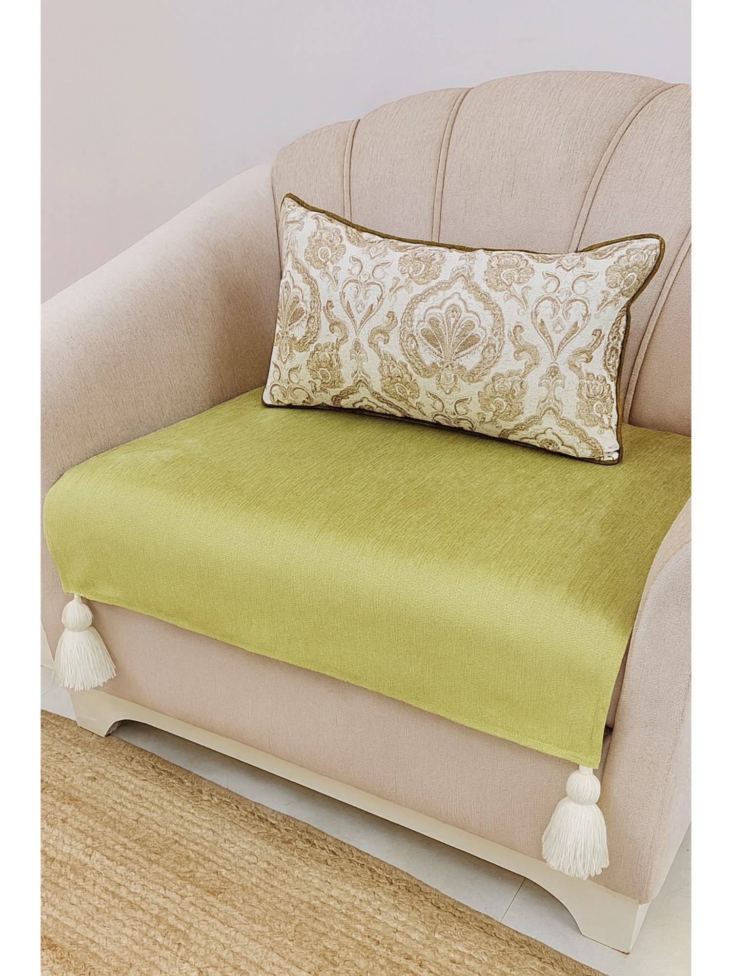 THROW PILLOW Olive Solid Contemporary Sofa Cover (1 Seater)