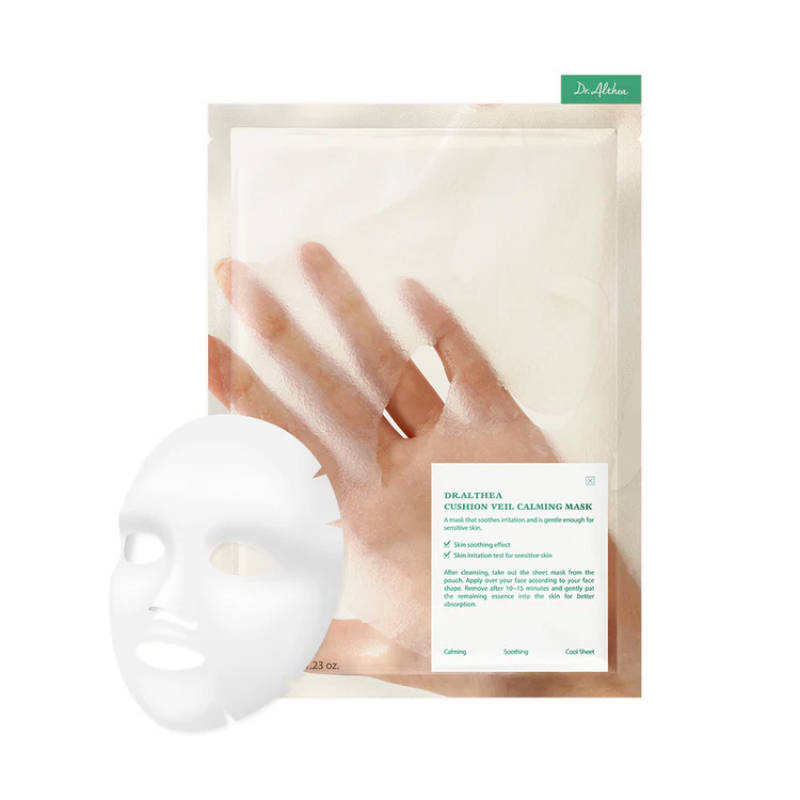 Dr.Althea Pack of 4 Cushion Veil Calming Mask: Centella Soothing Sheet Mask for Irritated Skin